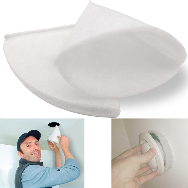 Tapered ventilation exhaust valve filter, white foam, curved outlet cap shape