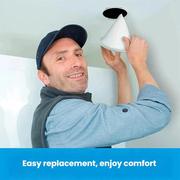 Tapered ventilation exhaust valve filter, white foam cup shape held for installation