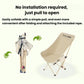 Portable folding moon chair with light beige seat and folding frame legs