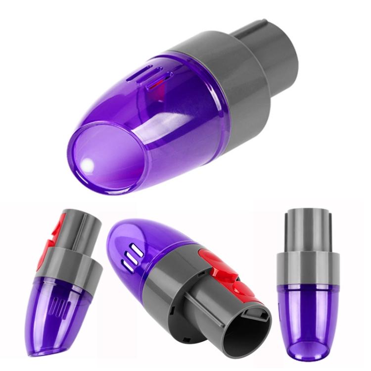 Purple vacuum suction nozzle brush head with gray housing and red levers