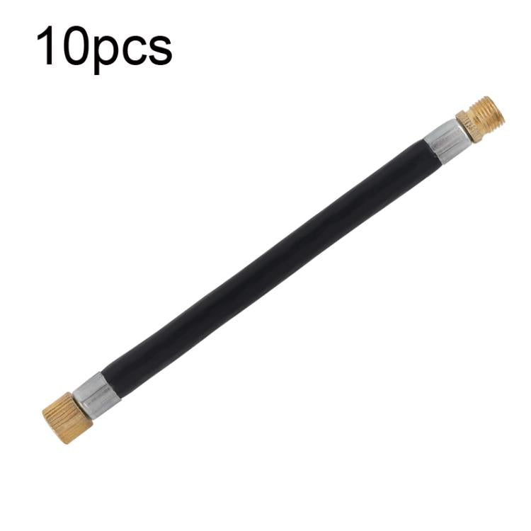 Black bicycle pump extension hose with copper connector and textured valve end