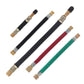 Set of five bicycle pump extension hoses in black, red, and green with copper ends