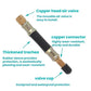 Black bicycle pump extension rubber hose with copper connectors and protective valve cap