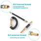 Bicycle pump extension hoses showing internal and external thread connectors