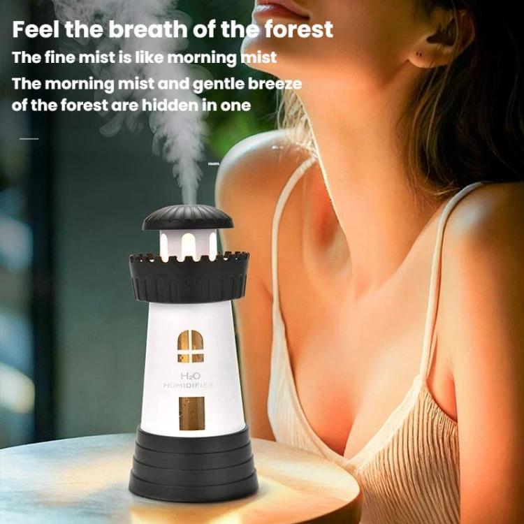 290ml Lighthouse-Shaped Humidifier Mini Compact Home Quiet Mist Diffuser