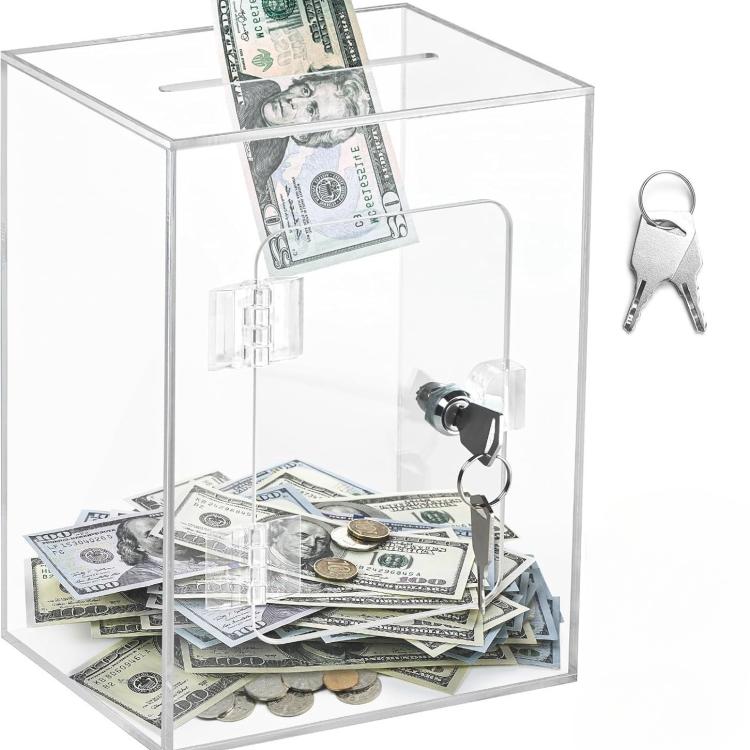 Acrylic Banknote Coin Piggy Bank With Lock