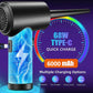 Cordless handheld blower vacuum in black with blue light charging indicator