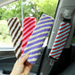 Assorted striped lamb wool car seatbelt shoulder pad decorations in multiple colors