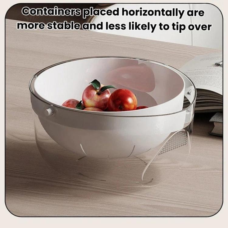 Double-Layer Fruit Vegetable Washing & Draining Basket Household Kitchen Rice Draining Basin, Transparent White