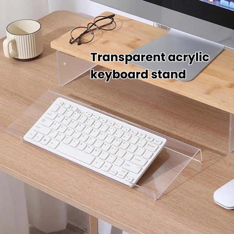 Transparent acrylic keyboard stand bracket with raised sides for support