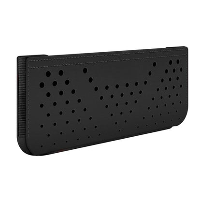 Adhesive car phone storage bag, black perforated vent holes on front panel