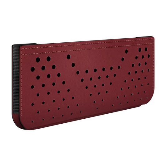 Adhesive car phone storage bag, red perforated vent holes on front panel