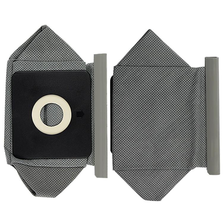 Pair of dust bags for LG vacuum, black pouch with cream ring, gray mesh sides