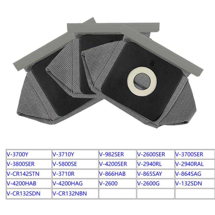 2-pack LG vacuum dust bags, black pouches with cream ring, gray mesh stacked