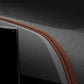 Car interior gap leather trim strip in brown with matching stitching