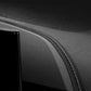 Black leather-style car interior trim strip with gray stitched edge detail