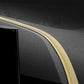 Black leather-style car interior trim strip with beige stitched edge detail