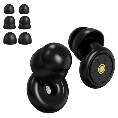 Black noise reduction sleep earplugs, dual-disc design with vent holes