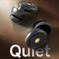 Black noise reduction sleep earplugs with round acoustic filter caps and vent holes