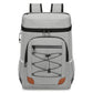 Light gray insulated cooler backpack with zip top and front panel organizer pocket