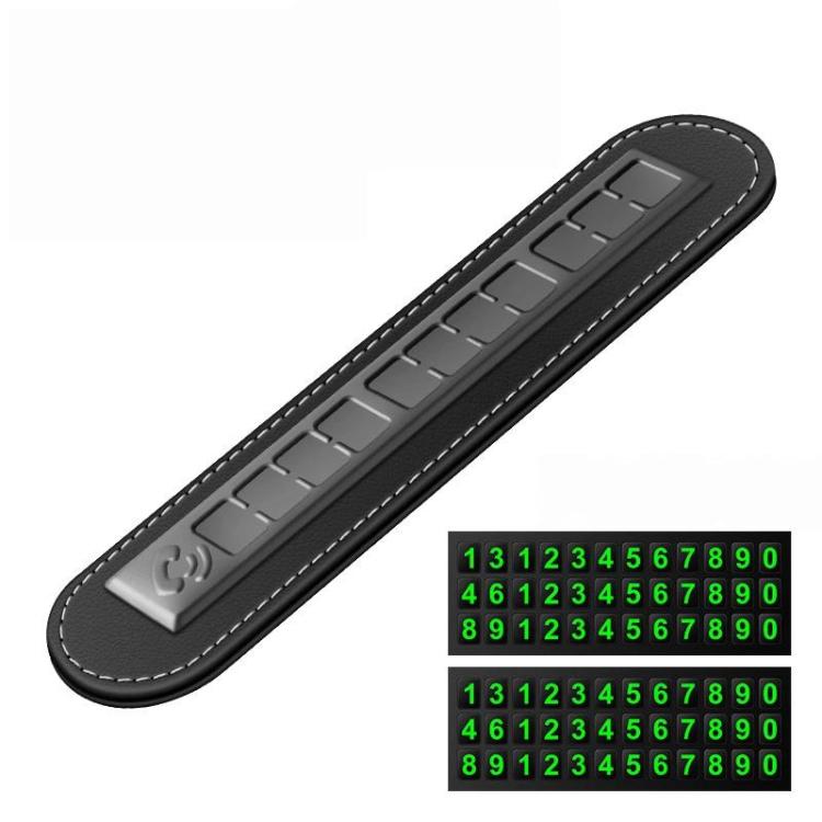 Temporary parking phone number sign, black with green illuminated digit display