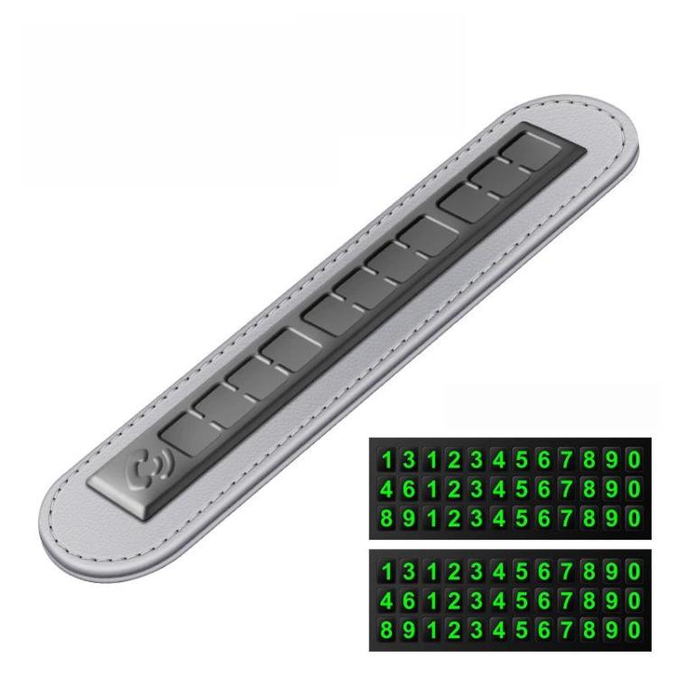 Temporary parking phone number sign, gray with green illuminated digit display