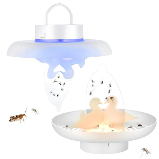 Flea & Mosquito Trap USB/AAA Battery Powered Indoor/Outdoor Insect Catcher with Blue & Warm Light