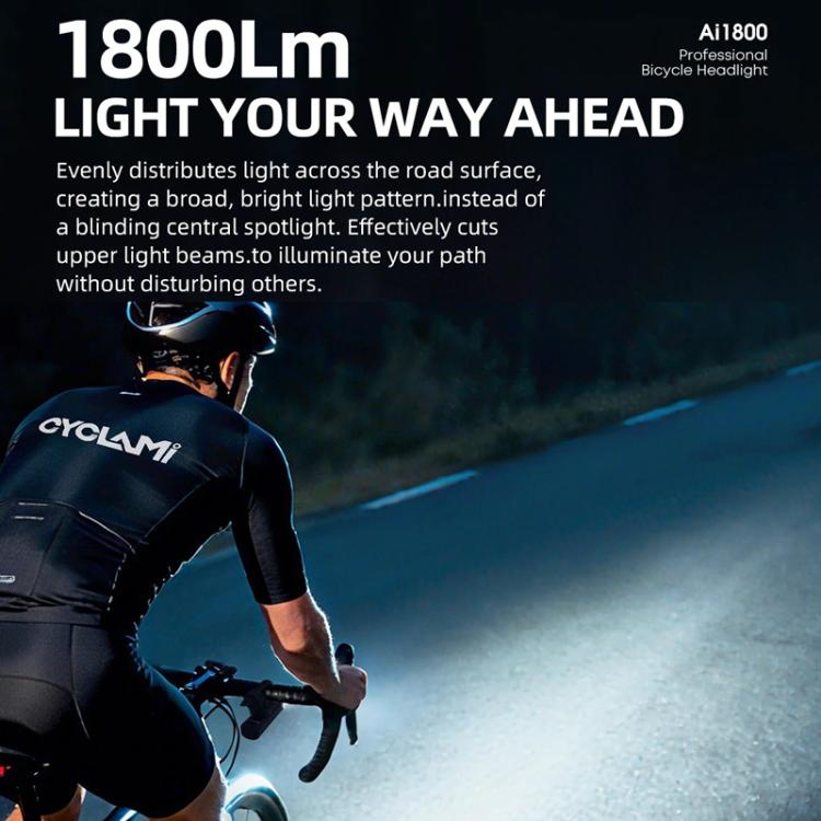 Bicycle headlight illuminating a wide front light beam on a bike