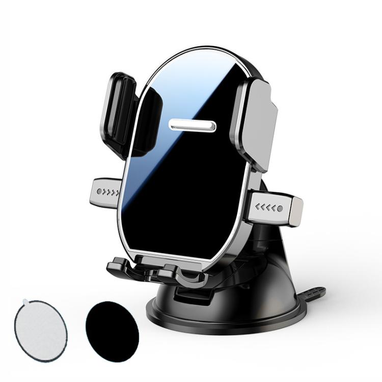 Black rotating car phone holder with vent side grips and base stand