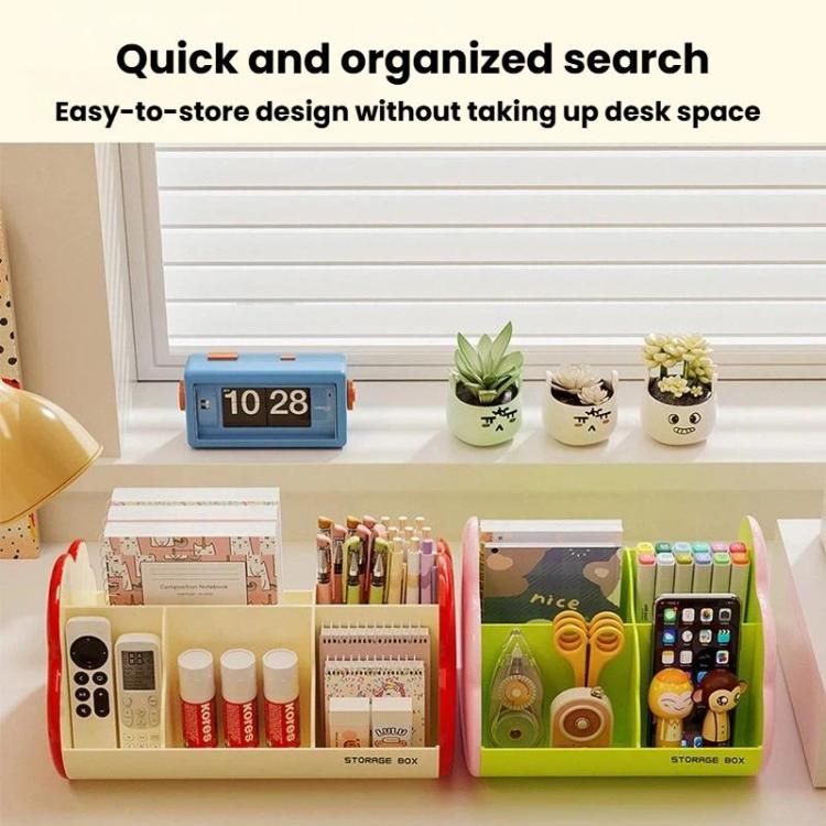 Desktop cosmetic storage box set with red and green compartments for makeup and tools