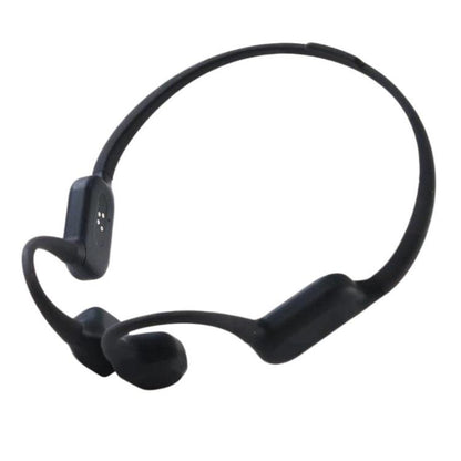 Dark gray bone conduction hearing aid with headband and side microphone module