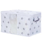 Gray star print non-woven storage bag cube with zipper front and carry handle loops