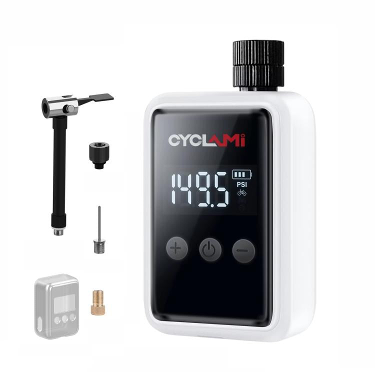 White portable air pump with smart display and top knob, mini pump controller