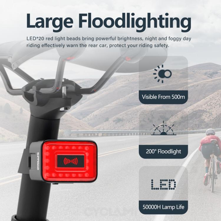 Smart Radar Tail Light Bicycle Night Riding Light, RT01