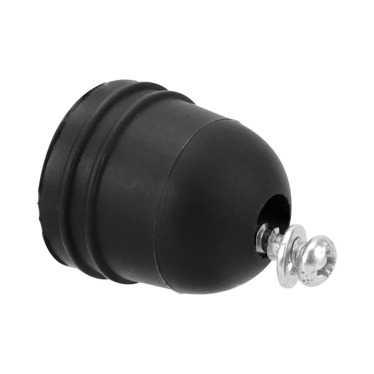 Black rubber RV door bumper pad with mounted stainless screw for protection