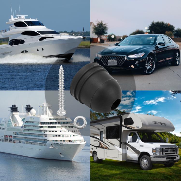 Rubber bumper pads shown for RV, car, and marine door anti-collision installations