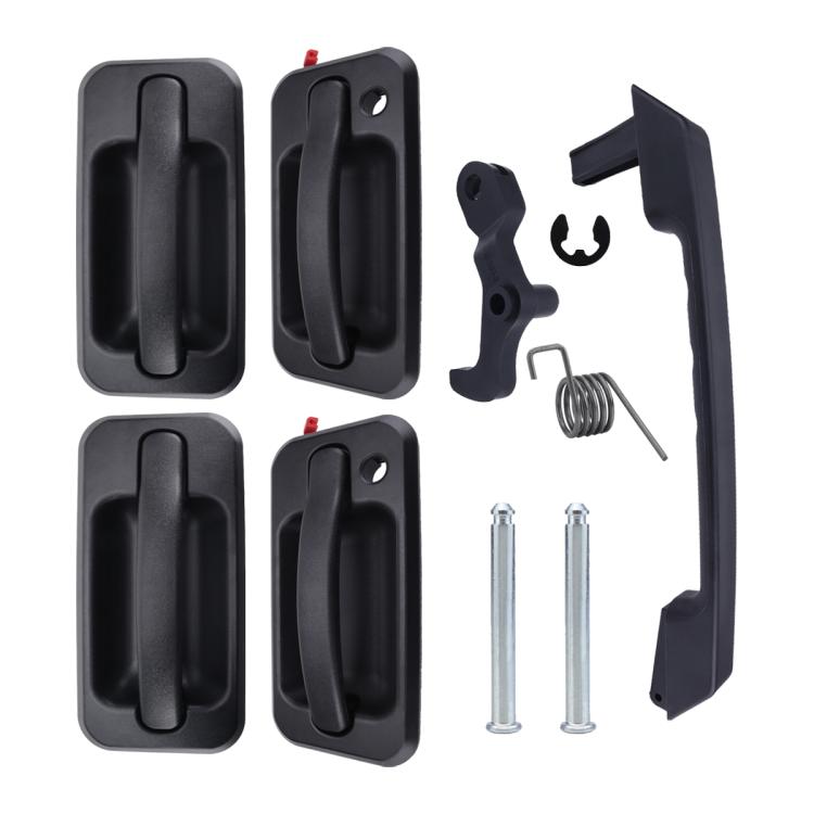 Black door and tailgate handle kit with mounting hardware and return springs