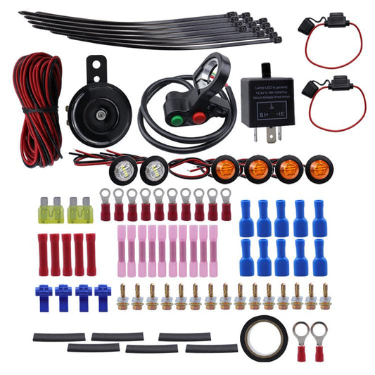 ATV Turn Signal Malfunction Light Horn Wiring Harness Handlebar Thumb Switch With LED Light Kit, CP-4331