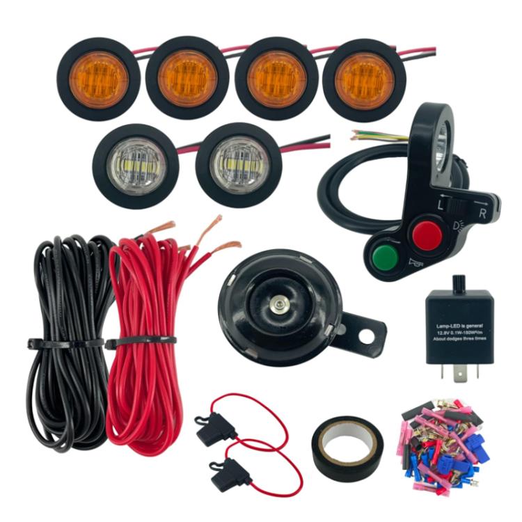 ATV LED turn signal light set with four amber and two clear round lamps