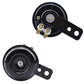 ATV horn assembly with black housing, mounting bracket, and metal terminals