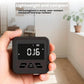 Magnetic digital inclinometer held in hand, LCD reads 0.16, black body, DM318