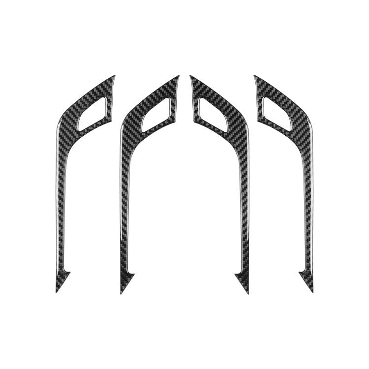 Set of black carbon-look interior door handle stickers, 4-piece arched shapes