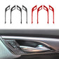 Interior door handle sticker set with black and red carbon-look arched trims