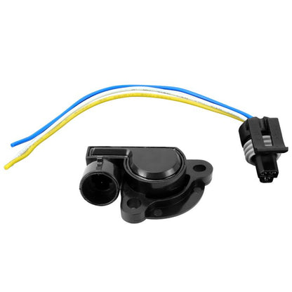 Throttle position sensor with tail wire, black sensor with blue and yellow leads