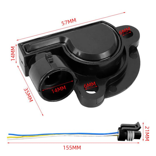Throttle position sensor with tail wire, black sensor body with mounted cable