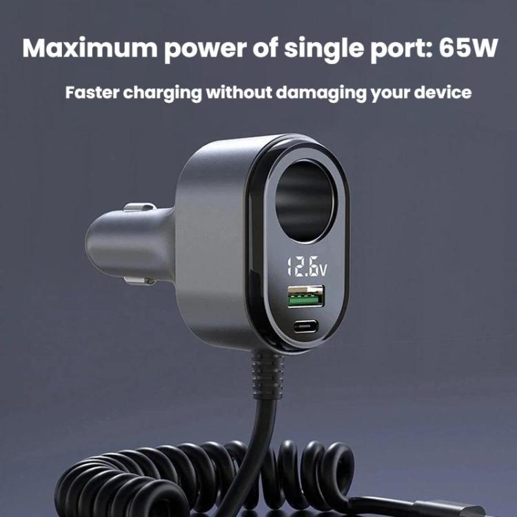 Car cigarette lighter charger with voltage display screen and USB output ports