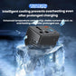 Black car inverter charger with blue LED display and vented cooling grille