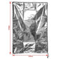 Silver telescope cover size 120cm x 106cm shown with measurement lines