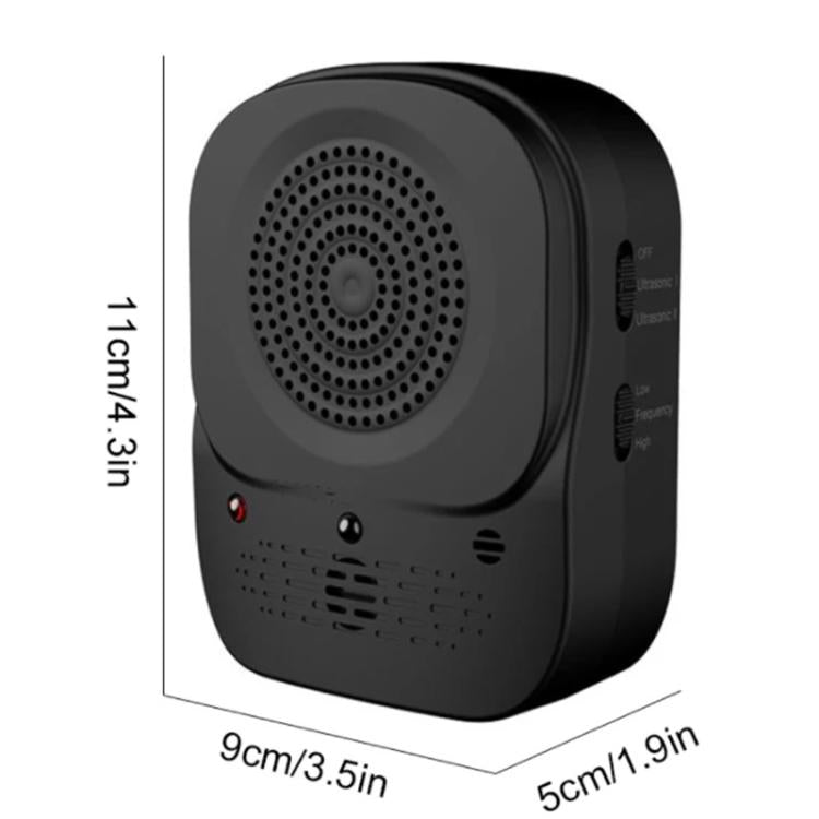 Compact black bark control speaker unit with circular grille and side buttons