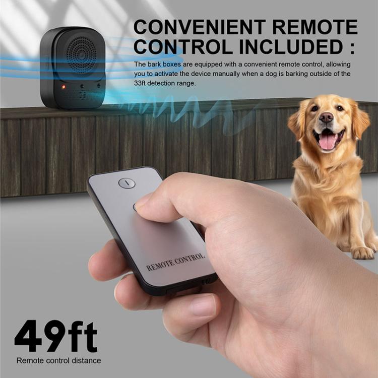 Black bark control device with matching remote in hand for wireless operation